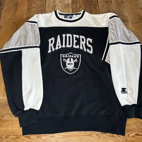 Vintage STARTER Los Angeles Raiders Crewneck Sweatshirt NFL Football - Picture 2 of 10